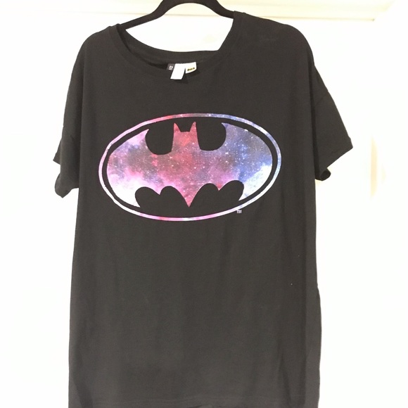 BATMAN H&M Pink Purple Logo DC Comics Tee Shirt L graphic t - Picture 4 of 5